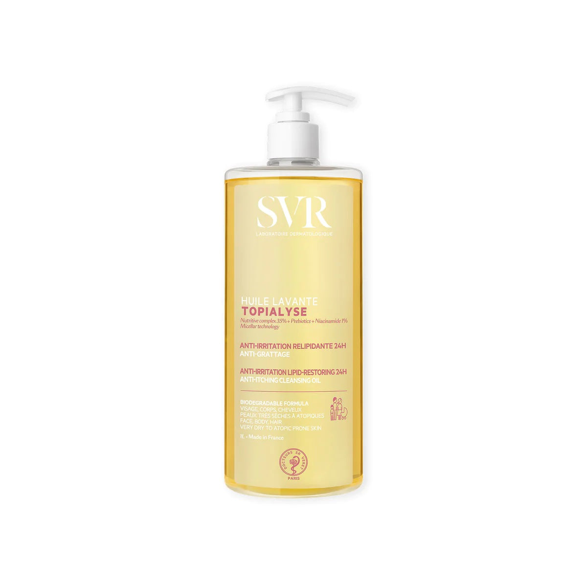 SVR TOPIALYSE Micellar Oil Wash (Hair, Face & Body)  (1L)